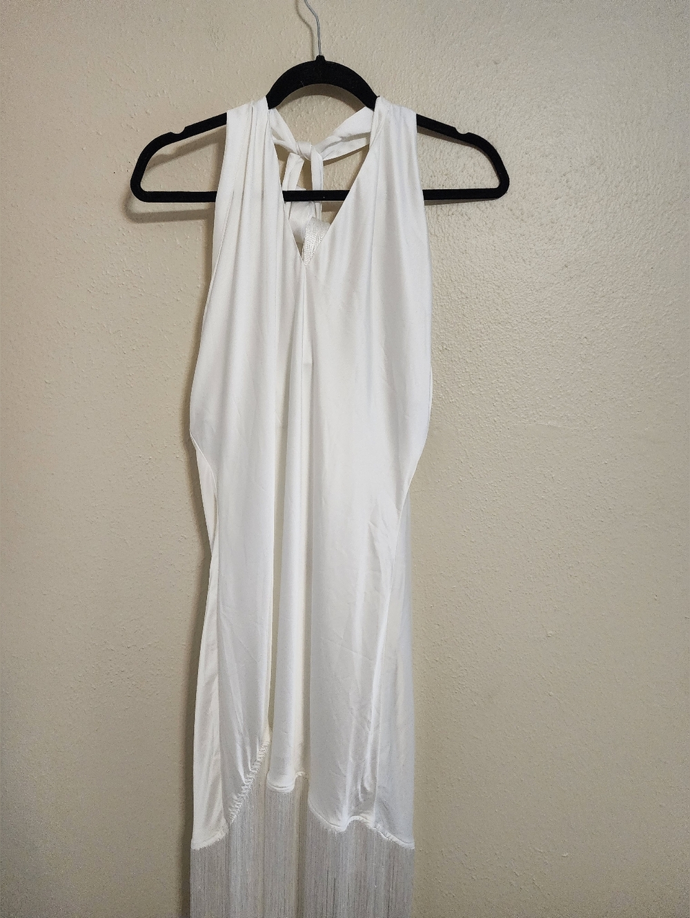 Show Me Your MuMu Jasmine Fringe Ivory Luxe Satin Maxi Dress Wedding Party - Picture 8 of 11
